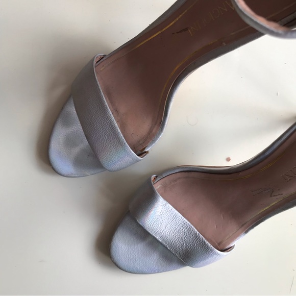 ENZO ANGIOLINI leather silver multicolour heels sandals - Picture 3 of 6